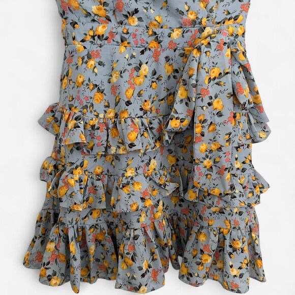 Lulus Feeling Butterflies Light Blue Floral Tiered Ruffle Mini Dress Cottage Sm - Picture 7 of 8
